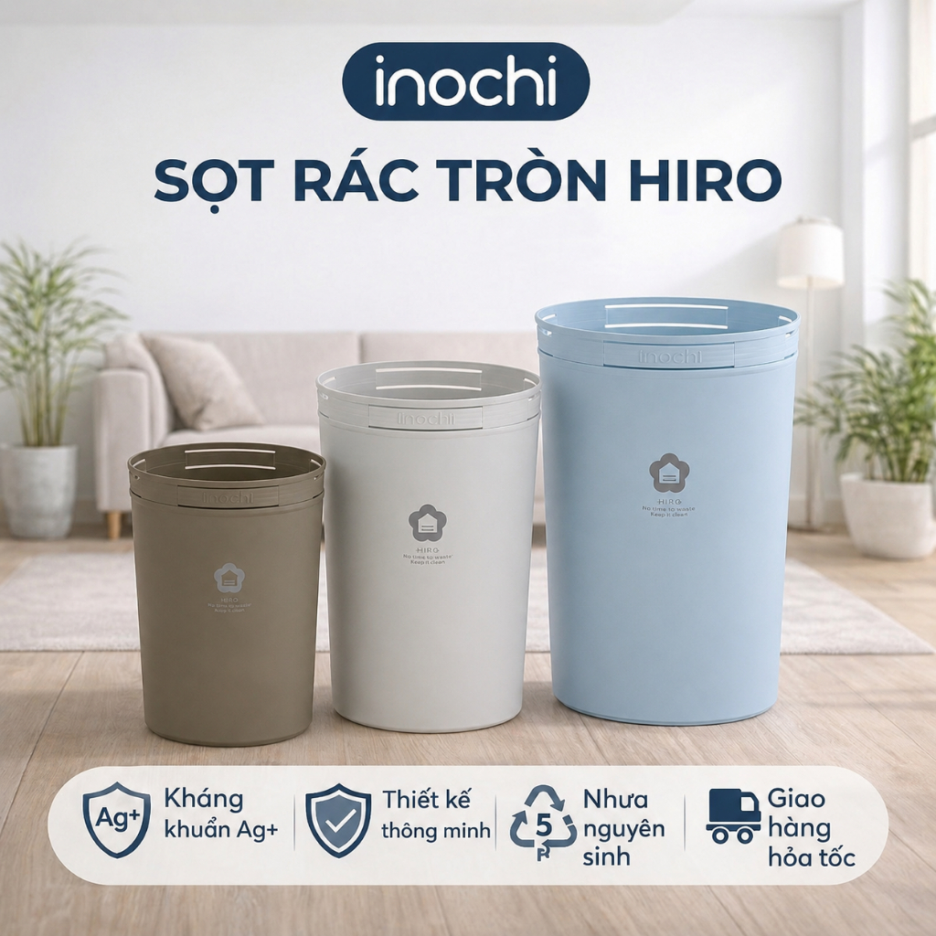 Sọt rác Inochi - Hiro 5L/10L/15L (Nhiều màu)