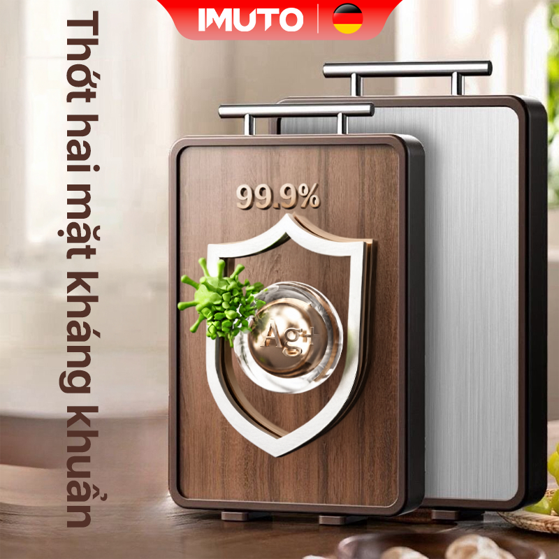 IMUTO Thớt thép không gỉ hai mặt kháng khuẩn và chống nấm mốc, thích hợp sử dụng trong nhà bếp