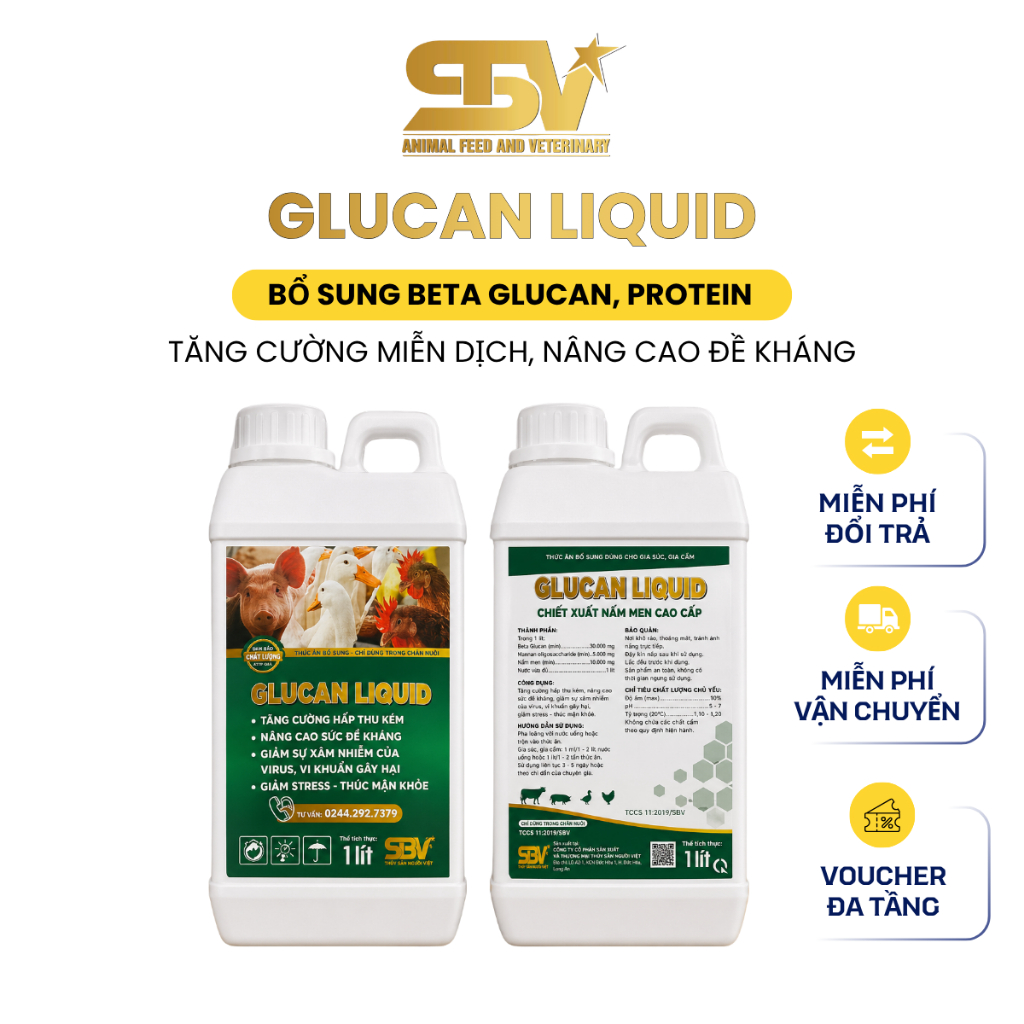 GLUCAN LIQUID Bổ Sung Beta Glucan & Protein Cho Gia Súc Gia Cầm, Hỗ Trợ Tăng Cường Sức Đề Kháng