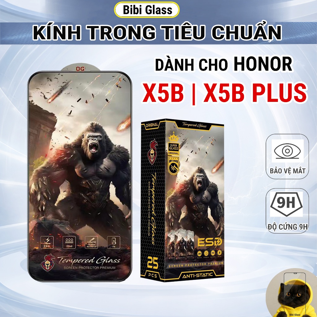 Kính cường lực HONOR X5B, X5B PLUS chiến binh full màn miếng dán bảo vệ đt honor bibiglass
