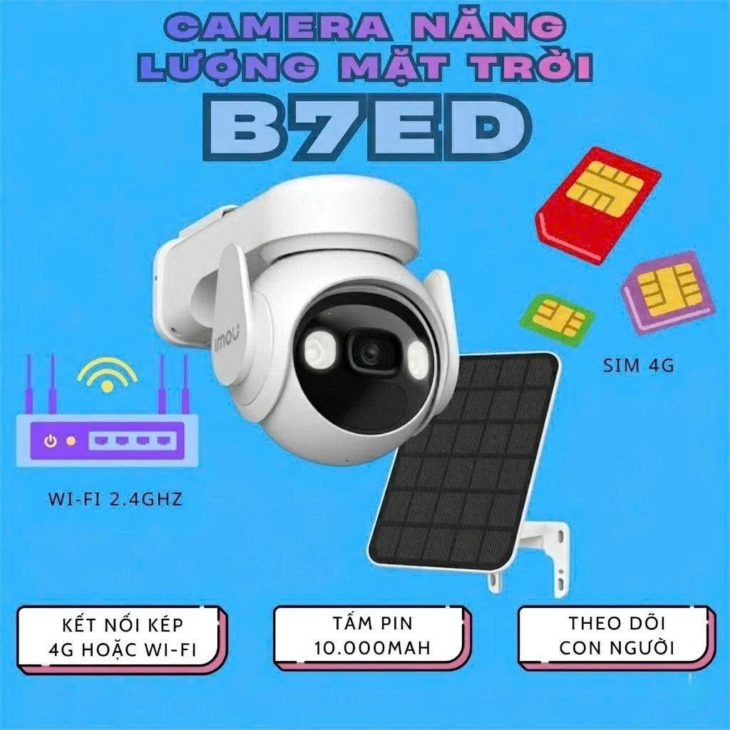 (MỚI 2026)Camera Năng Lượng Mặt Trời B7ED IMOU Dùng SIM 4G & WiFi,Giám Sát Ngoài Trời Thông Minh