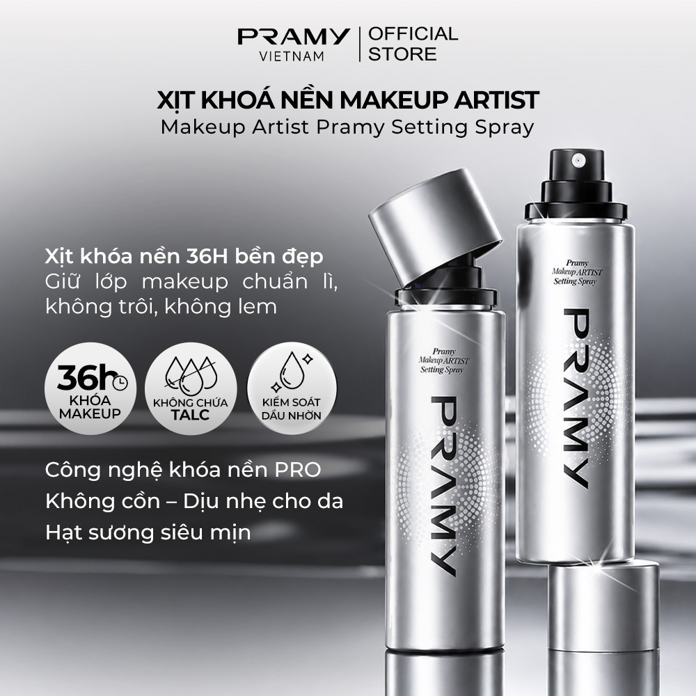 [Võ Hà Linh x PRAMY] COMBO 02 PRAMY Xịt Khoá Nền Makeup Artist Khóa Chặt Lớp Trang Điểm Bền Bỉ Kiềm 