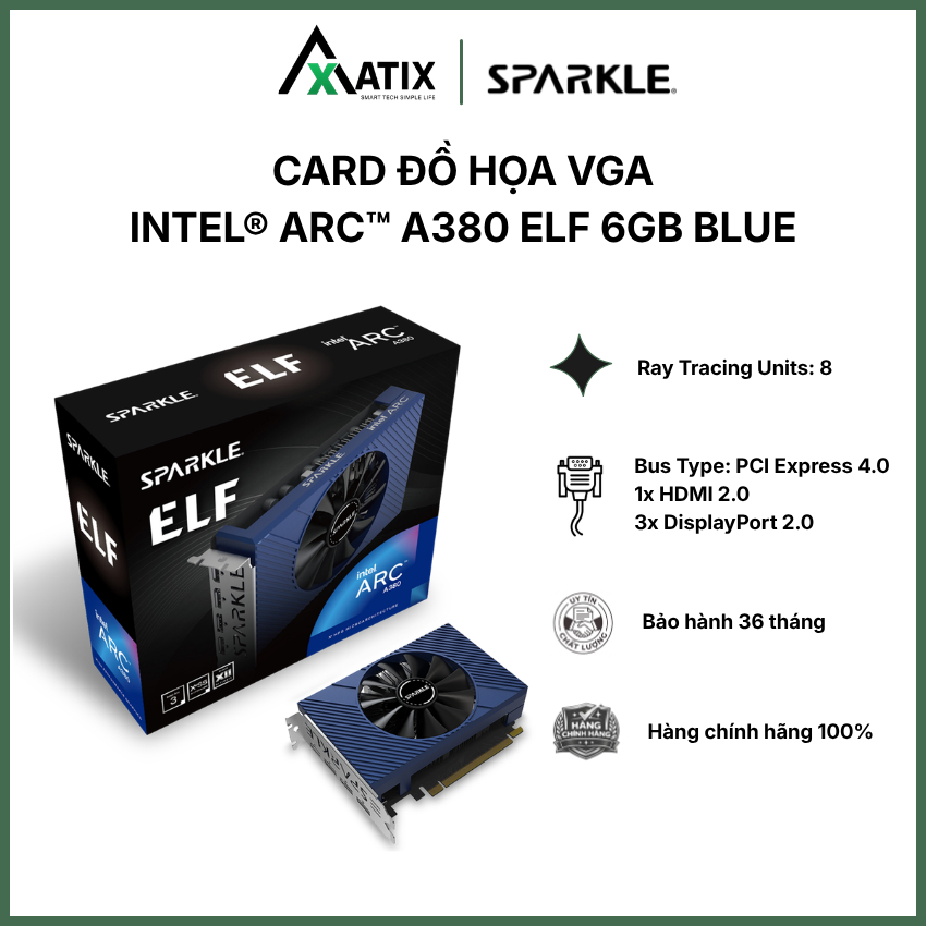 [CHÍNH HÃNG] Card Màn Hình Vga SPARKLE Intel® Arc™ A380 ELF 6GB GDDR6 | 1 Fan - Bảo Hành 3 năm
