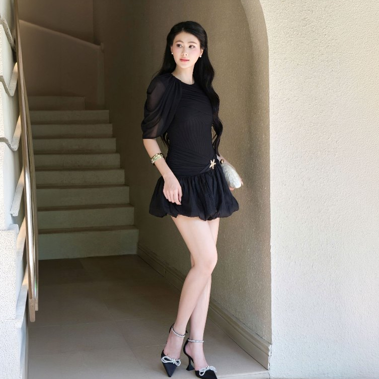 Đầm Nữ JOVEN Marina Thun Lưới Sát Nách Tùng Bí