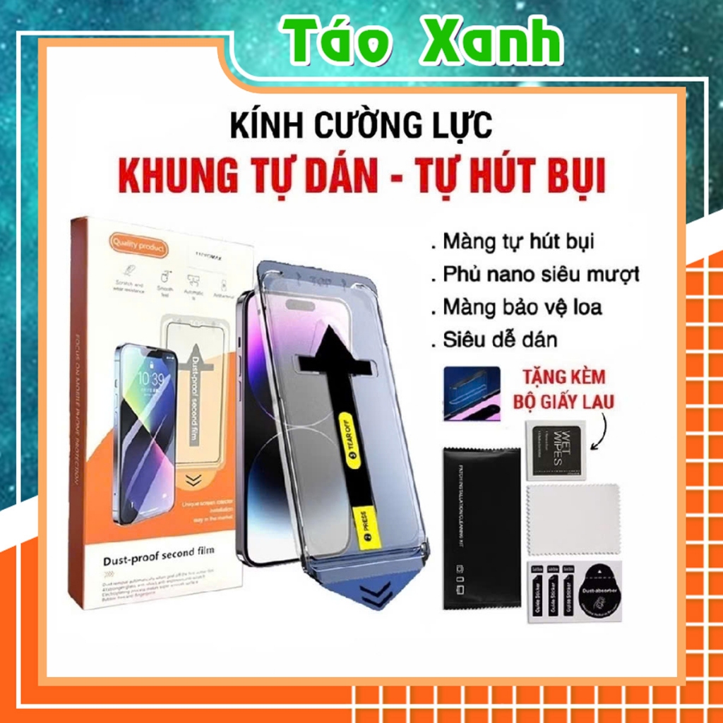 Kính Cường Lực Iphone Khung Tự Dán Lấy Rút Hút Bụi Chống Nhìn Trộm ip x Xr xsmax 11 12/13/14 15 16 17 18 pro plus proMax