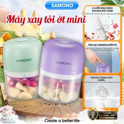 (BH 1 năm) Máy xay tỏi ớt cầm tay Samono SW-L4  250ml 30w không dây, dung lượng pin sạc 800 mAh, cổng type C