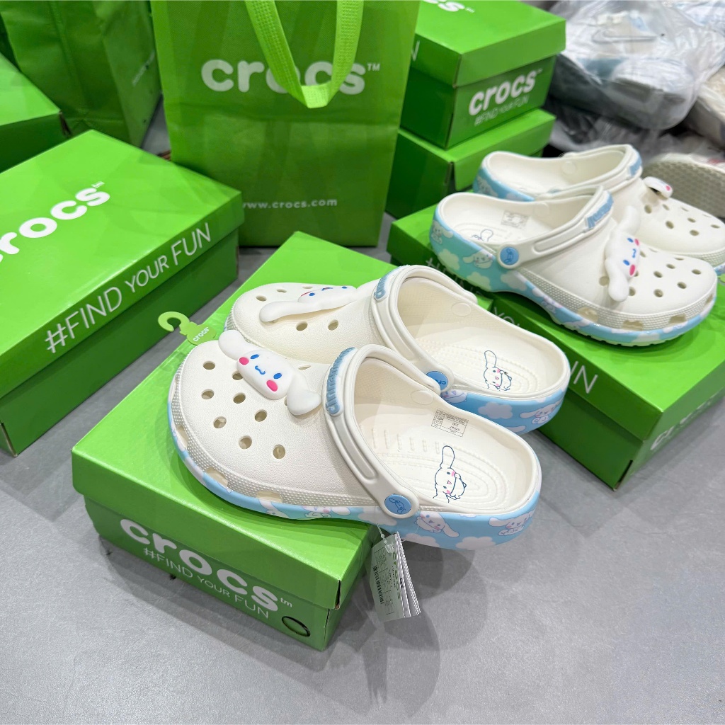 Dép Crocs Melody Trắng Phối Quai Đế Xanh Min Siêu Đẹp - Dép Sục Nữ Cao Cấp