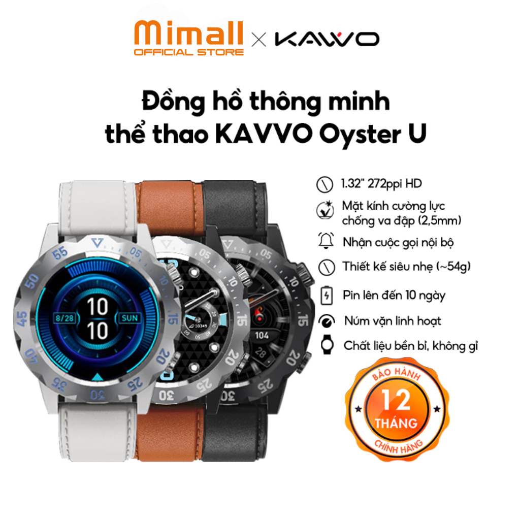 Đồng Hồ Thông Minh KAVVO Oyster Urban | Đàm thoại qua bluetooth | Pin đến 10 ngày | Kính cường lực 2.5mm | Chống nước | BigBuy360 - bigbuy360.vn