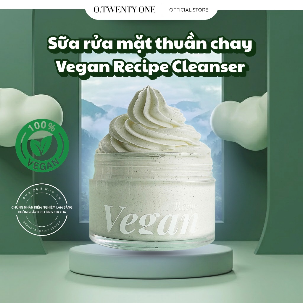[O.Twenty One] Sữa Rửa Mặt Thuần Chay Vegan Recipe Whipped Pack Cleanser (110g)