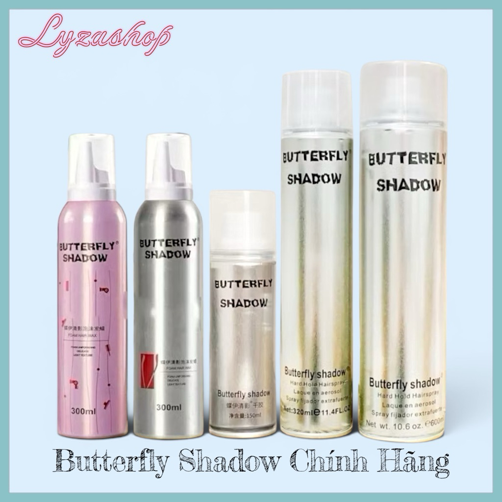 Gôm xịt tóc Butterfly Shadow giữ nếp tóc nam nữ 3 dung tích