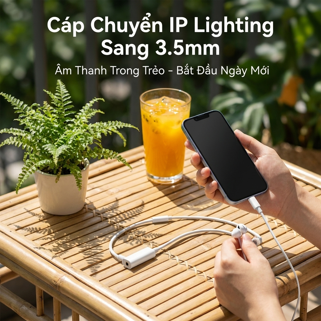 Cáp Chuyển Đổi Lightning Sang Jack 3.5mm Cho Tai Nghe Có Dây Dành Cho Điện Thoại Cổng Lightning