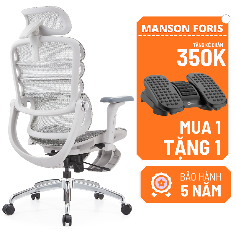 [Chính Hãng] Ghế Công Thái Học Manson Foris Thiết Kế Đỡ Lưng Bionic Spine Tặng Kèm Kê Chân Lumi Trị Giá 350.000đ | BigBuy360 - bigbuy360.vn