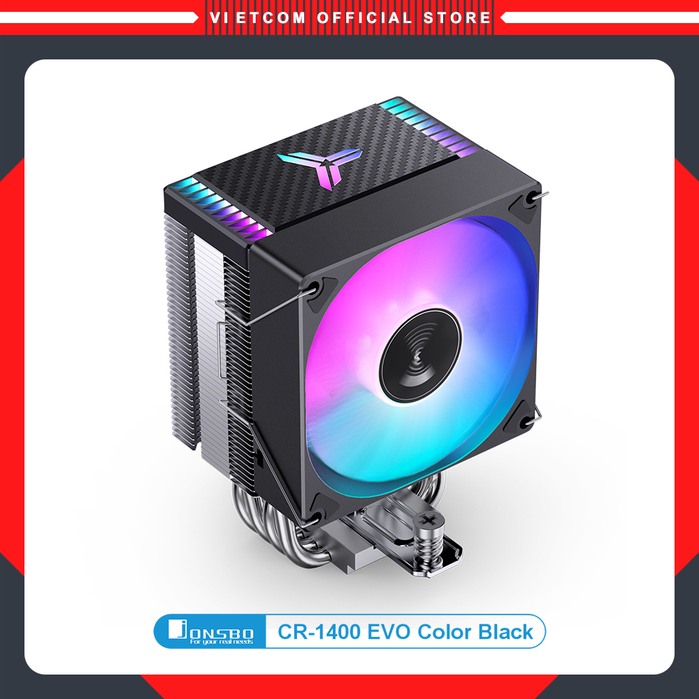 Tản Nhiệt Khí CPU Jonsbo CR1400 EVO RGB Black. Phiên bản màu đen tự động đổi màu