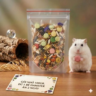 Thức Ăn Trộn Hamster rang bơ VIP Siêu Ngon - Đầy Đủ Sâu Khô, Ức Gà, Cá Sợi - Giúp Bé Béo Mầm, Lông Mượt (Túi 500g/1kg)