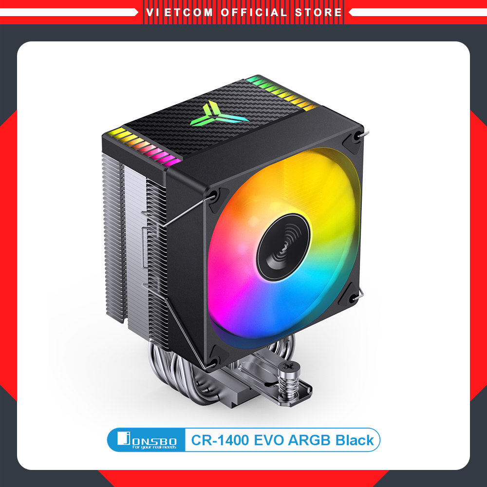 Tản Nhiệt Khí CPU Jonsbo CR1400 EVO ARGB Black. Phiên bản màu đen đồng bộ Main/Hub