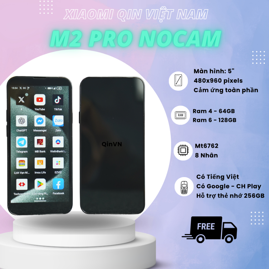 Điện thoại M2 Pro không camera 128GB - DOOV M2 Pro Android có Google - CH Play
