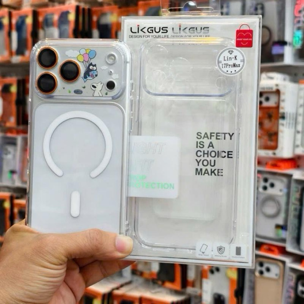 Likegus Ốp Likgus (Trong & Magsafe)iPhone 17Promax Bảo vệ Camera 2in1 trong cam to và Glass Tương th