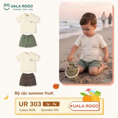 Đồ bộ cộc tay cho bé Ualarogo 1-5 tuổi vải Cotton co giãn thấm hút thoáng khí UR 303