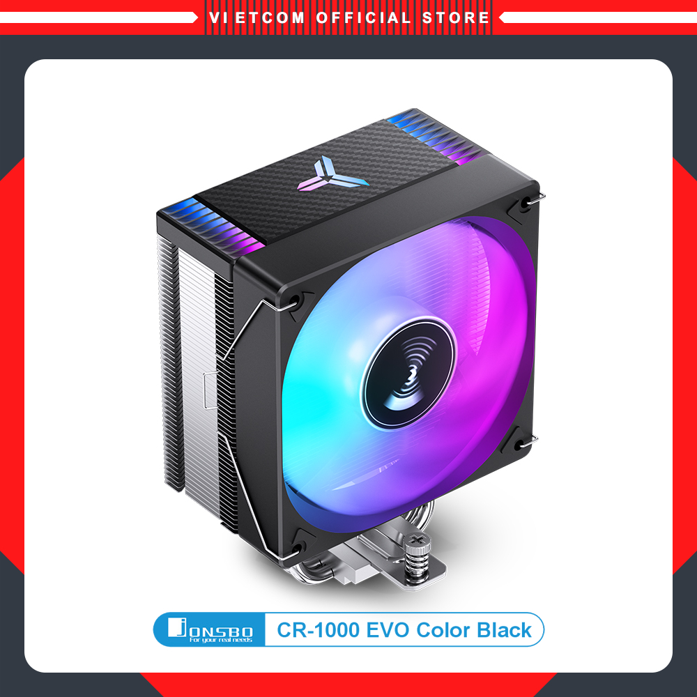 Tản Nhiệt Khí CPU Jonsbo CR1000 EVO RGB Black. Phiên bản màu đen tự động đổi màu