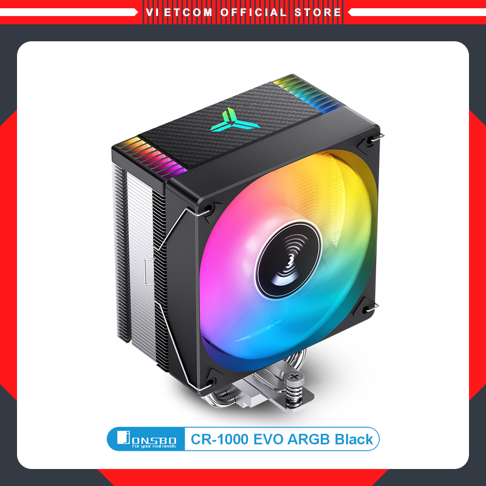 Tản Nhiệt Khí CPU Jonsbo CR1000 EVO ARGB Black. Phiên bản màu đen đồng bộ Main/Hub
