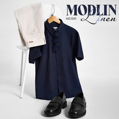 Áo sơ mi nam linen Urban mặc nhẹ thấm hút mồ hôi mát mẻ basic phom dáng slim không ôm NO.1305