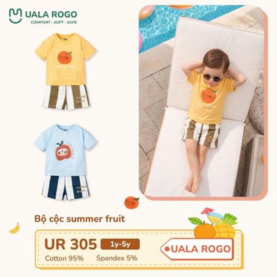 Đồ bộ cộc tay cho bé Ualarogo 1-5 tuổi vải Cotton co giãn thấm hút thoáng khí UR 305