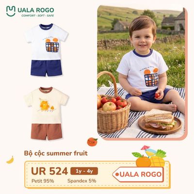Đồ bộ cộc tay cho bé Ualarogo 1-4 tuổi vải Petit mềm mịn co giãn thấm hút thoáng khí UR 524