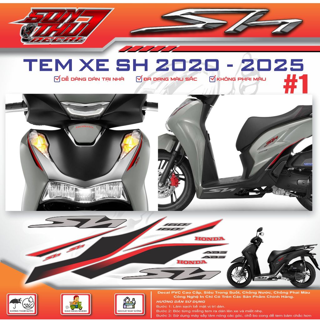 TEM XE SH XÁM XI MĂNG PHIÊN BẢN LIMITED EDITION (TEM 3 LỚP CAO CẤP - CHẤT LƯỢNG CAO)