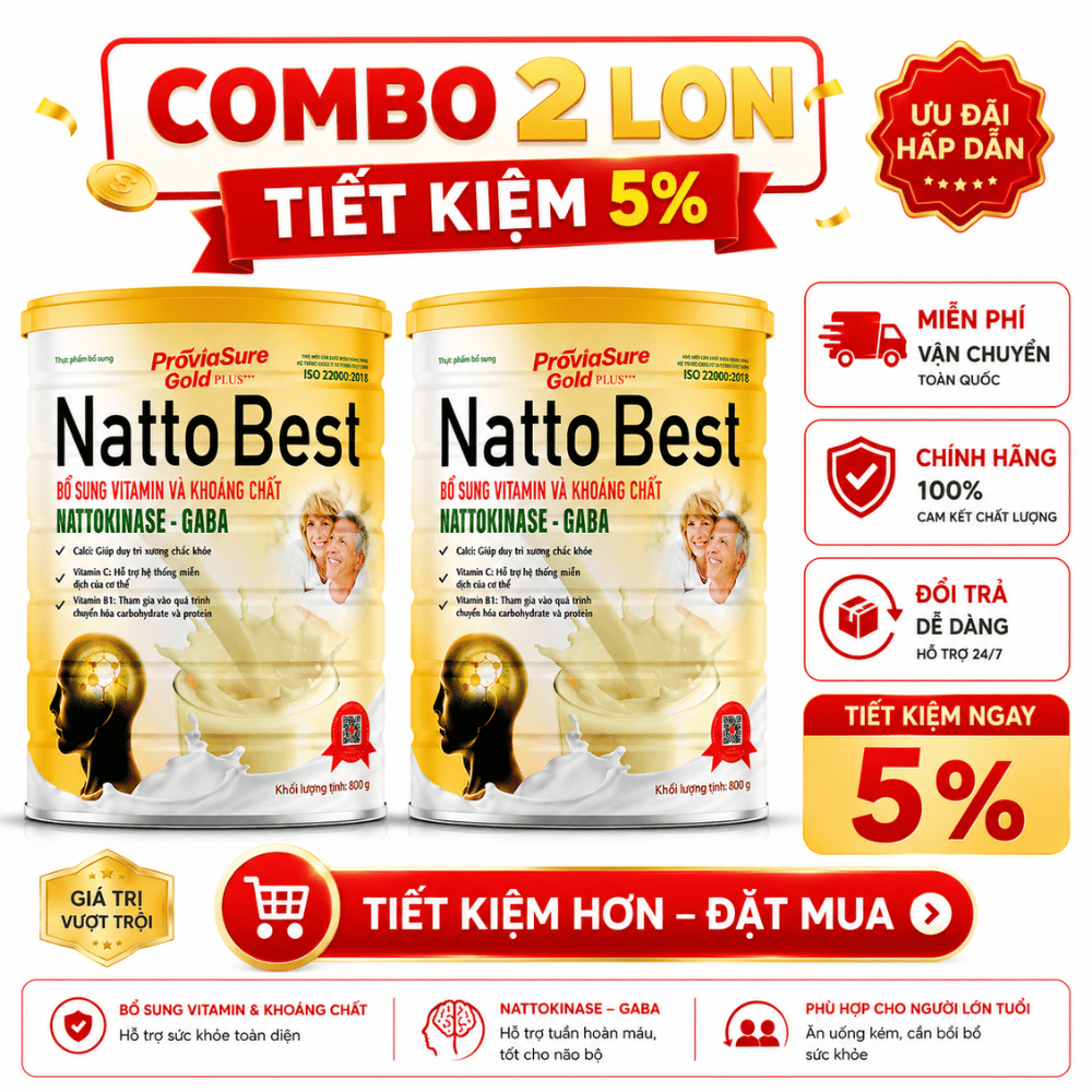 [Combo 2 Lon] Sữa Bột Natto Best Bổ Não Cải Thiện Sức Đề Kháng, Phòng Ngừa Đau Nhức Đầu Tê Bì