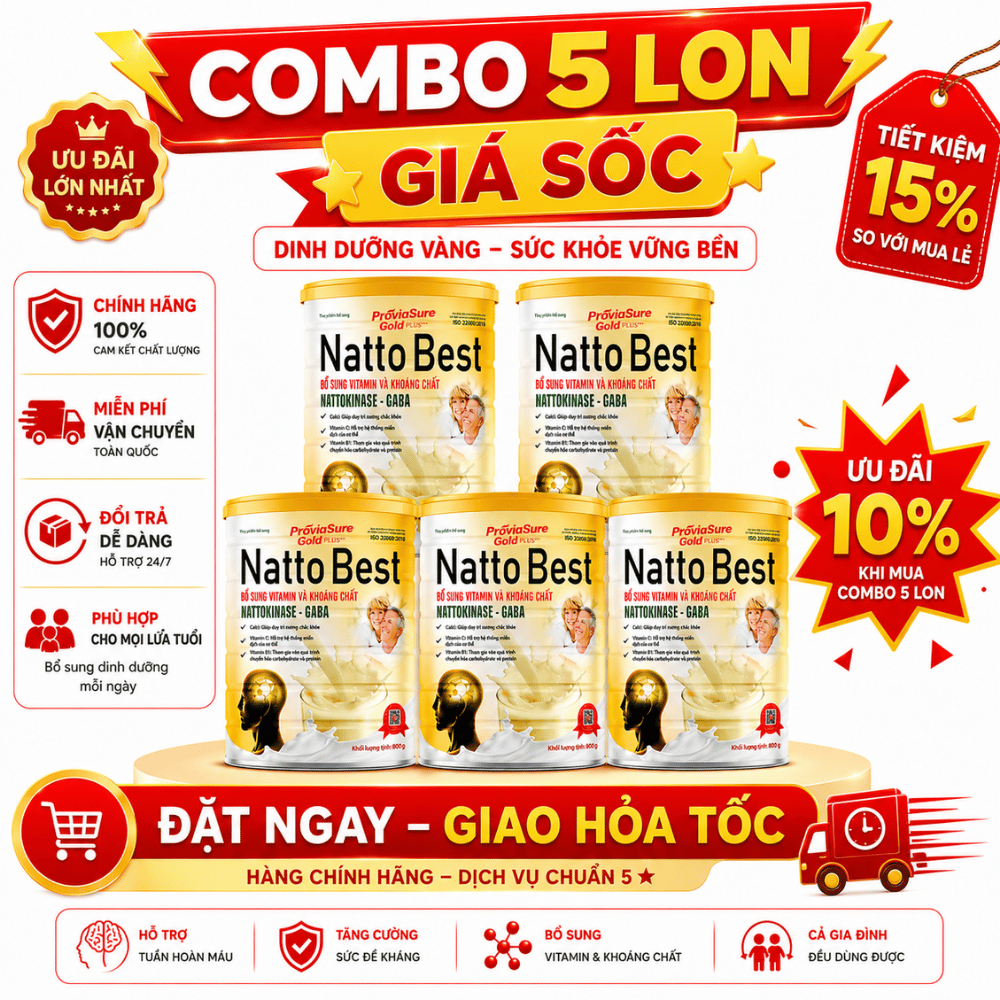 [Combo 5 Lon] Sữa ProviaSure Gold Plus+++ Natto Best 800g Bổ Sung Dinh Dưỡng
