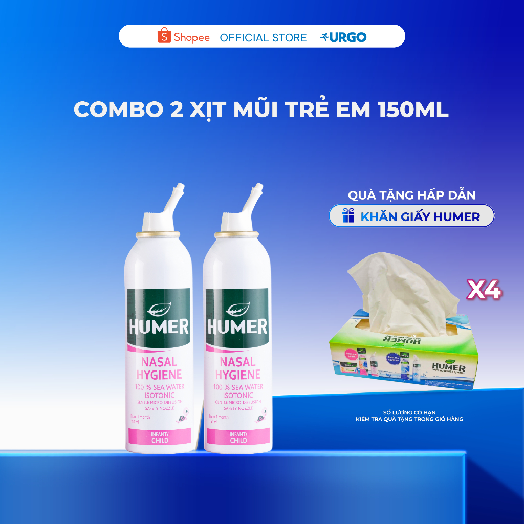 [LIVE] Combo 2 Chai Xịt Mũi Humer Nasal Hygiene Vệ sinh Khoang Mũi Hằng Ngày Cho Trẻ sơ sinh Trẻ Em 