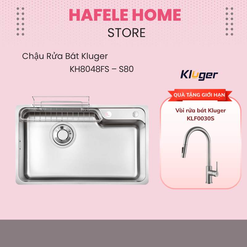 Chậu Rửa Bát Kluger KH8048FS - S80 Basic - Inox POSCO 304 - Bề Mặt Linen Chuẩn Nhật