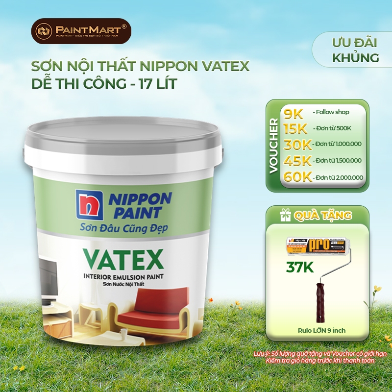 (17 LÍT) Sơn nước trong nhà kinh tế Nippon Vatex 17 lít