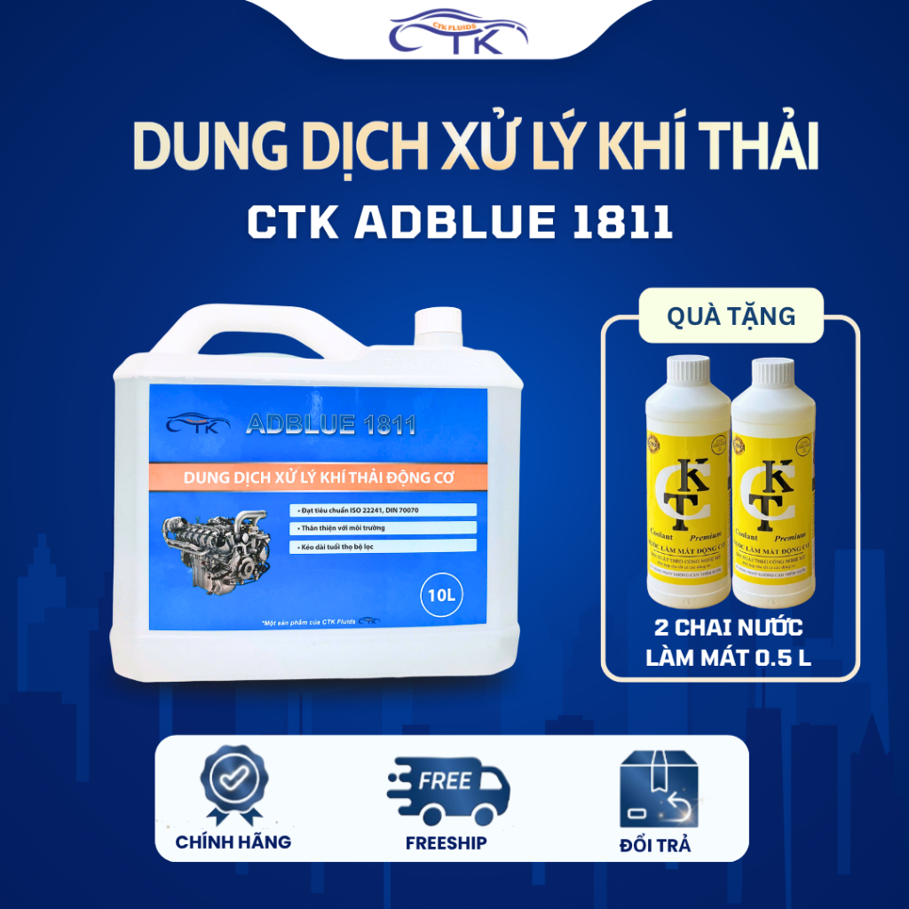 [VIỆT NAM] AdBlue 1811 – Dung Dịch Xử Lý Khí Thải Diesel Chuẩn Euro, Bảo Vệ Hệ Thống SCR Tặng Quà