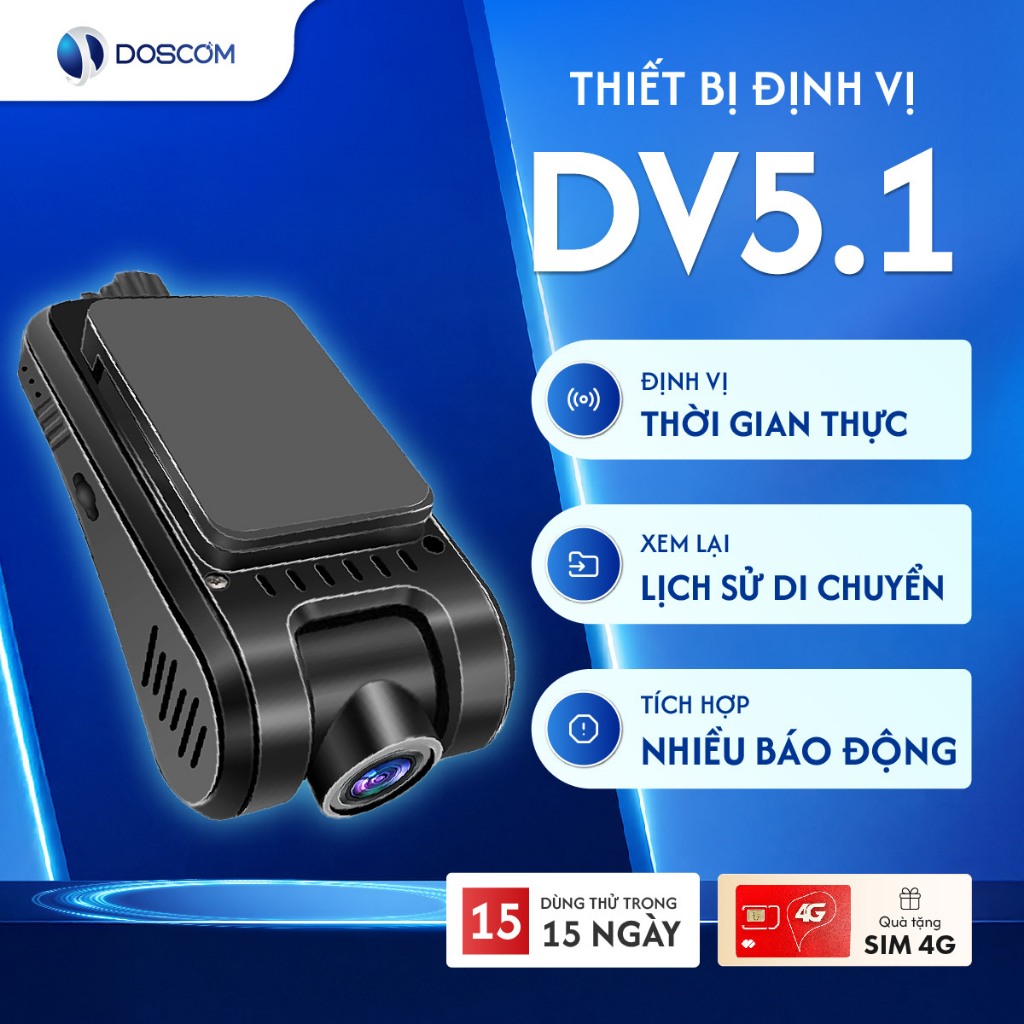 (Bảo hành 12 tháng) Camera Hành Trình 4G Tích Hợp Định Vị GPS DV5.1 Doscom - Định Vị Thời Gian Thực,
