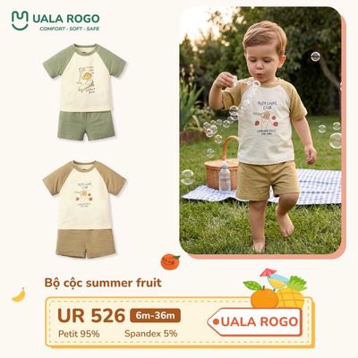 Đồ bộ cộc tay cho bé Ualarogo 6 tháng - 3 tuổi vải Petit mềm mịn co giãn thấm hút thoáng khí UR 526