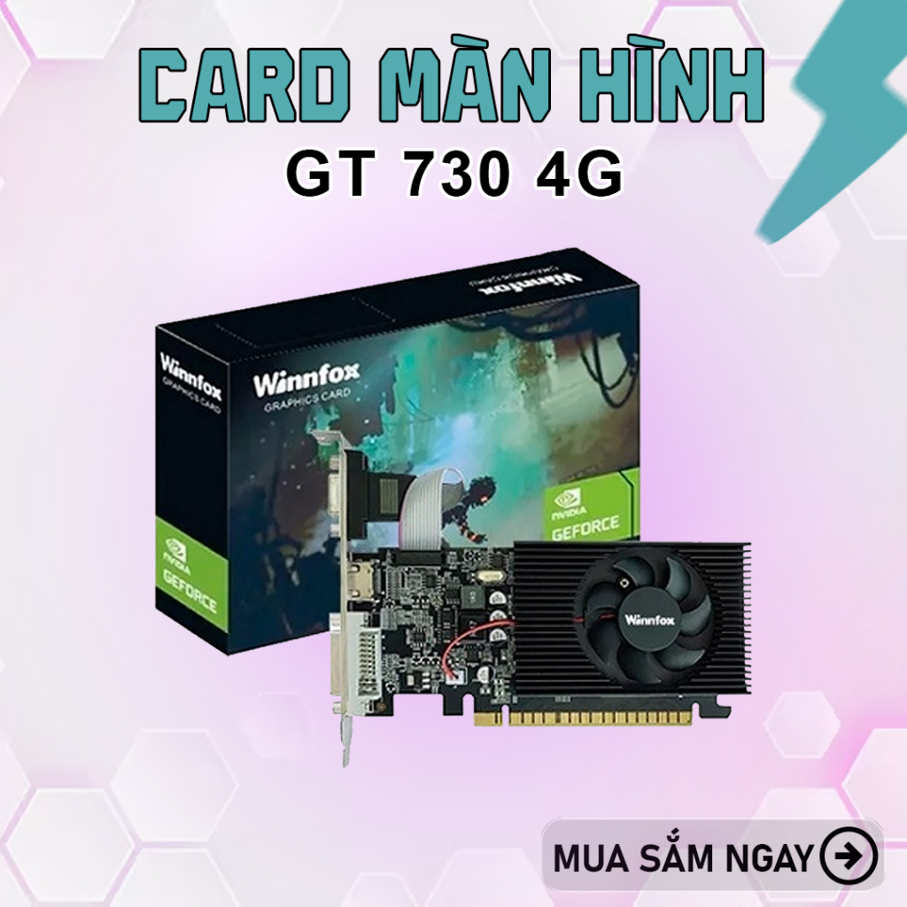 Card Màn Hình VGA Winnfox GT 730 4GB GDDR3 Chính Hãng Card Đồ Họa Máy Tính Giá Rẻ Xuất 2 Màn Hình Bo