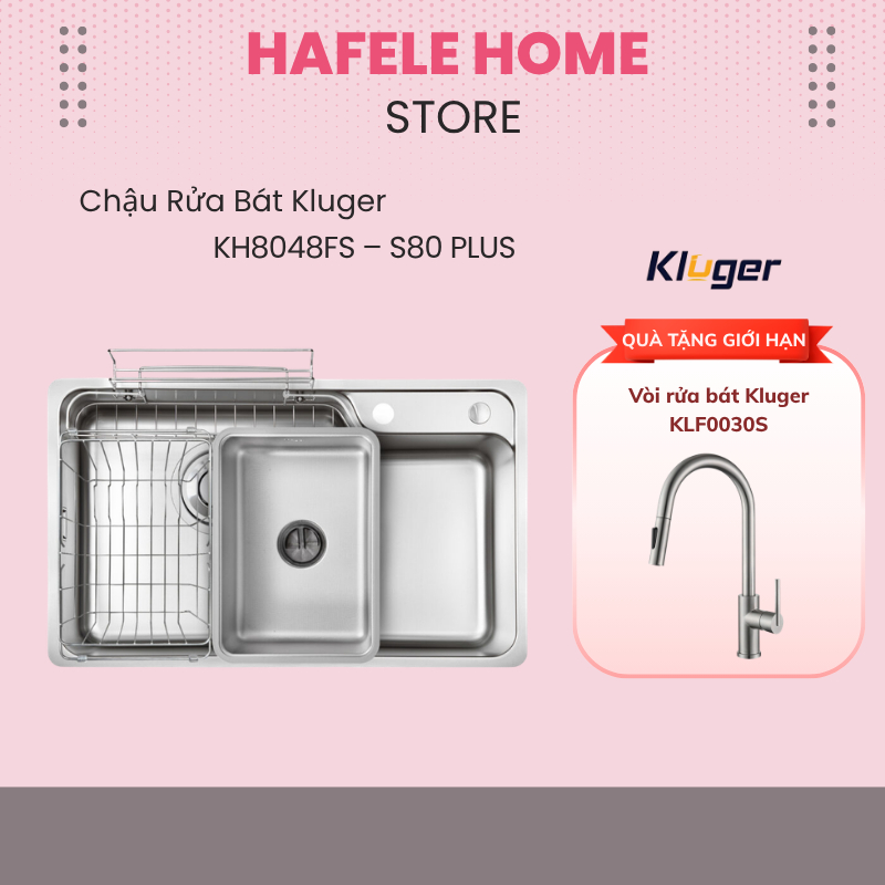 Chậu Rửa Bát Kluger KH8048FS - S80 Plus - Chất Liệu Inox POSCO 304 - Bề Mặt Linen Chống Xước
