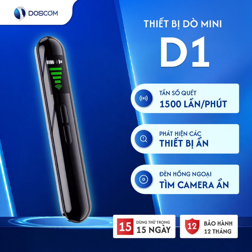 Thiết Bị Dò Camera Ẩn Doscom D1 - Phát Hiện Nghe Lén, Định Vị GPS Siêu Nhạy, Pin 25H Nhỏ Gọn