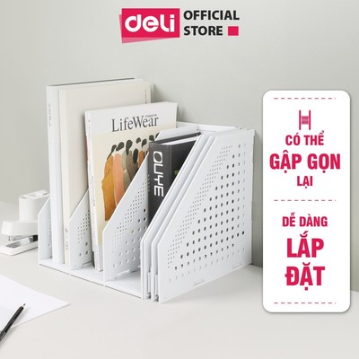 Kệ Đựng Tài Liệu Deli 4 Ngăn, Giá Sách, Kệ Hồ Sơ Sắp Xếp Gọn Gàng Khu Vực Làm Việc Học Tập
