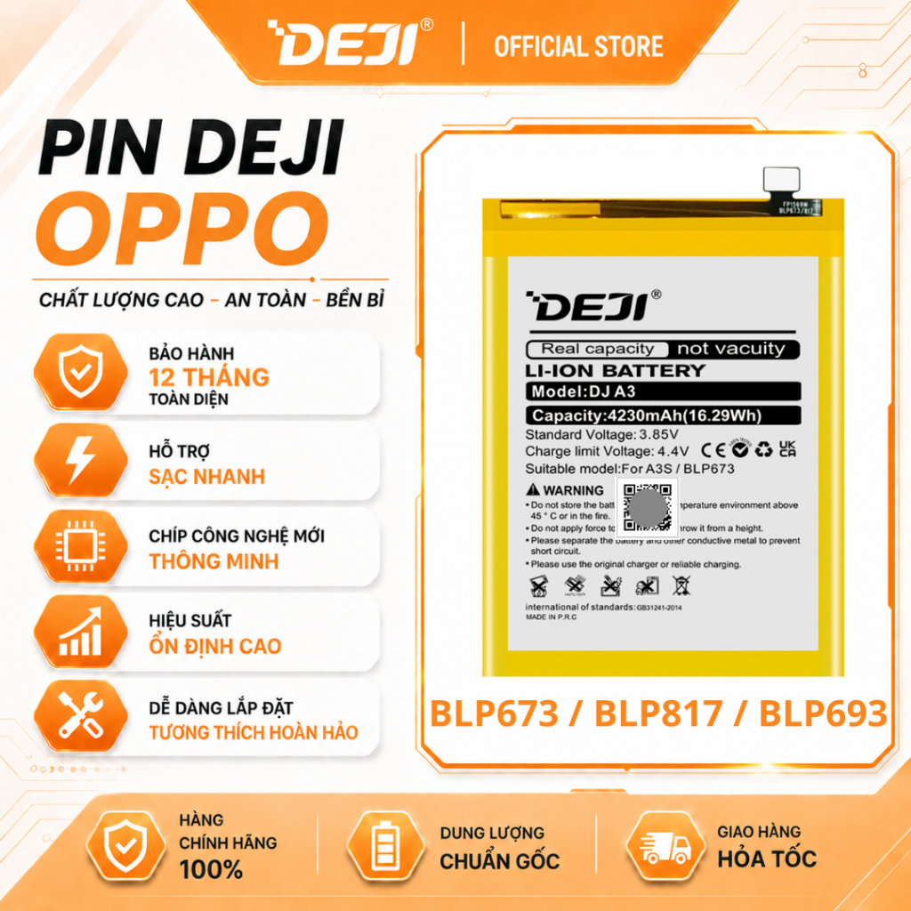 Pin Deji Cho Oppo A12 / A15 / A15S 4230mAh / BLP817 / BLP673
