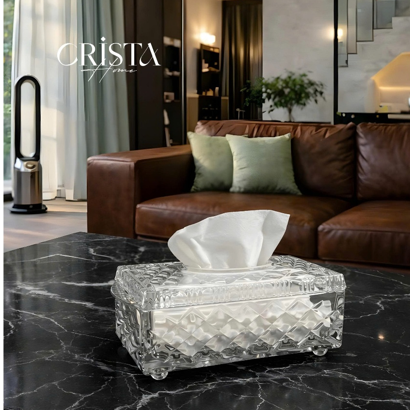 HỘP THỦY TINH ĐỰNG GIẤY ĂN VÂN KIM CƯƠNG CRISTA HOME 60250