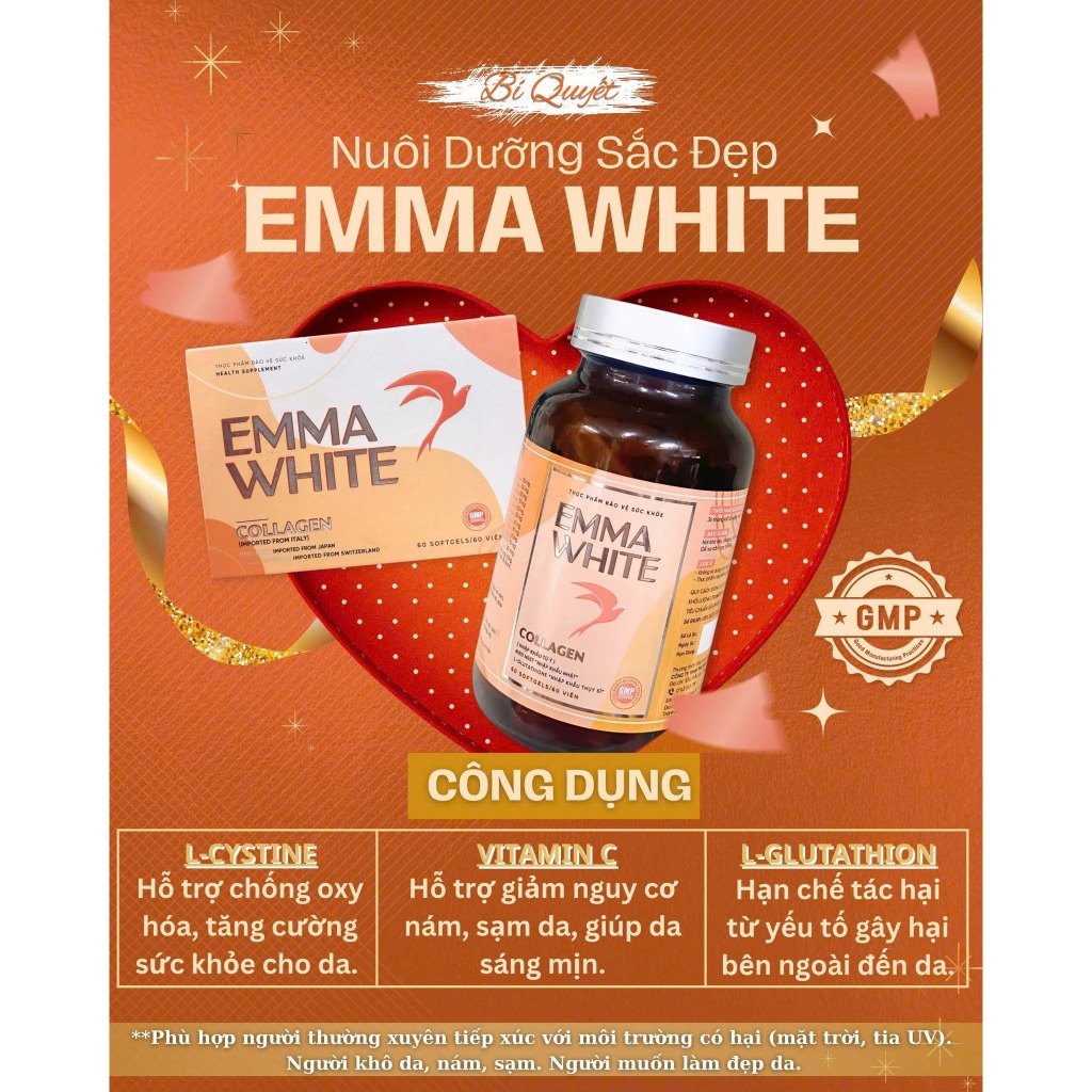 Viên Uống Trắng Da EMMA WHITE (1 Hộp 60 Viên)