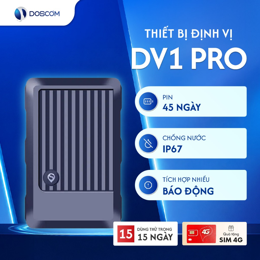 (Bảo hành 12 tháng) Thiết Bị Định Vị GPS 4G Không Dây DV1 Pro Doscom - Tích Hợp Ghi Âm, Theo Dõi Vị 
