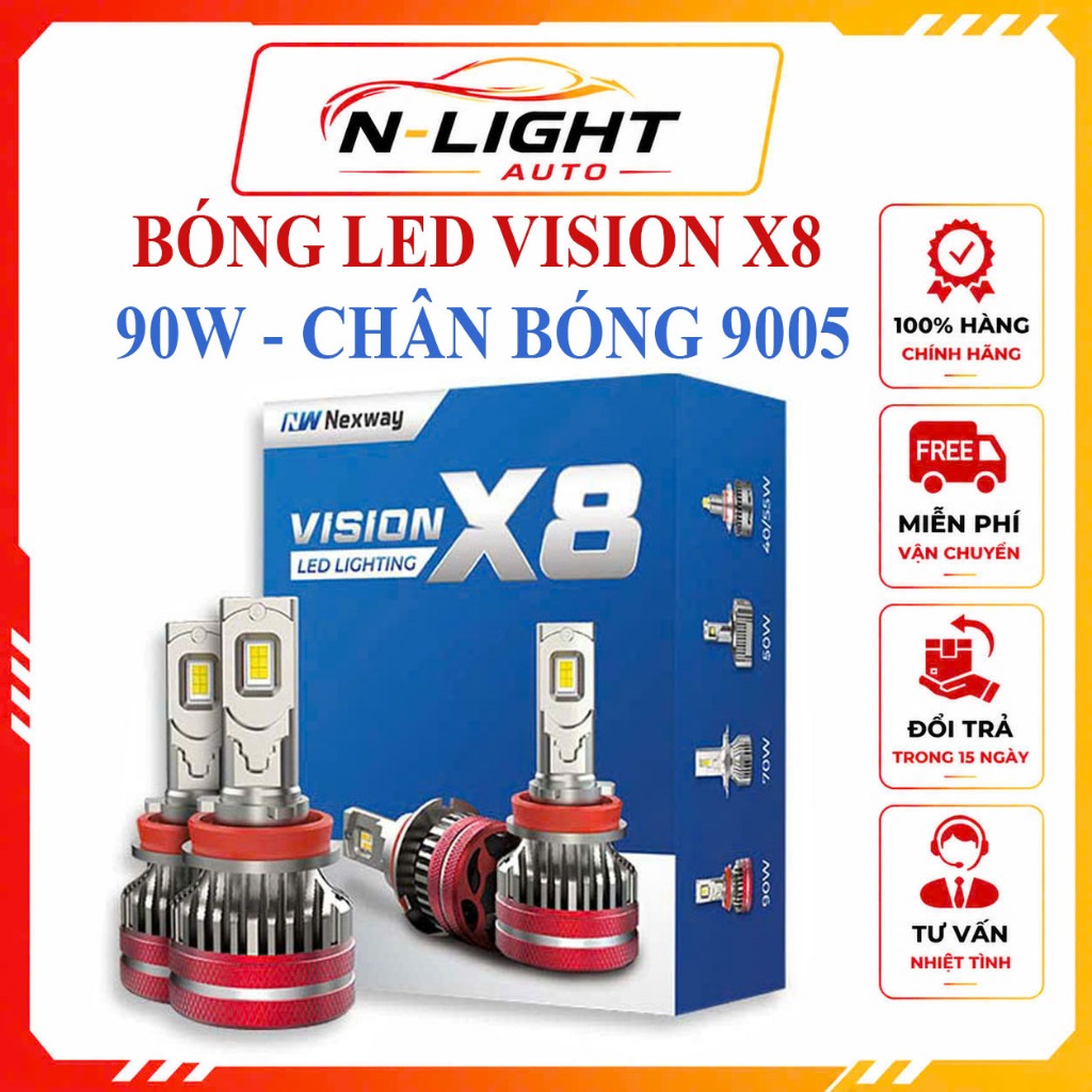 Bóng LED Vision X8 Nexway Chân 9005 Siêu Sáng 90W