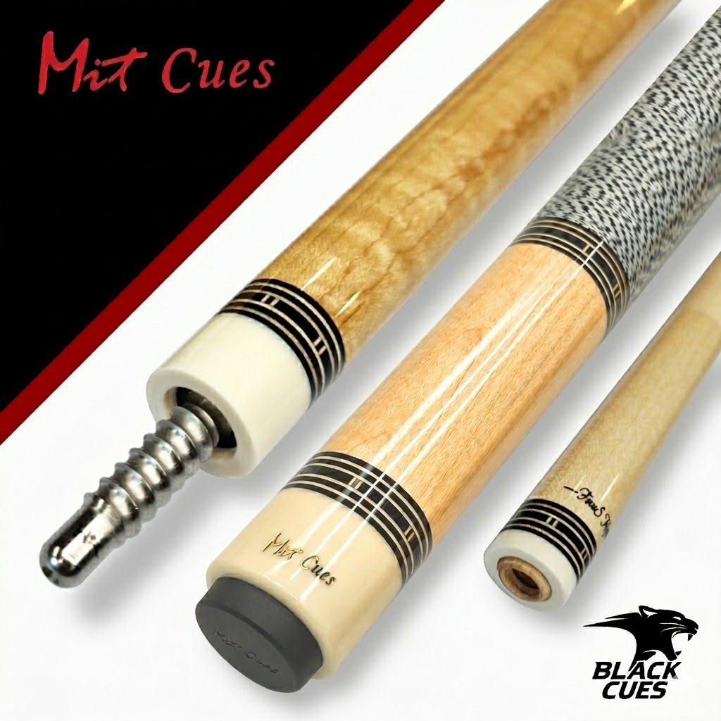 Cơ Mit MC1-03 Gỗ Phong Xoăn, Ngọn Carbon Xuyên Tâm 12.5, tặng kèm phụ kiện - Black Cues