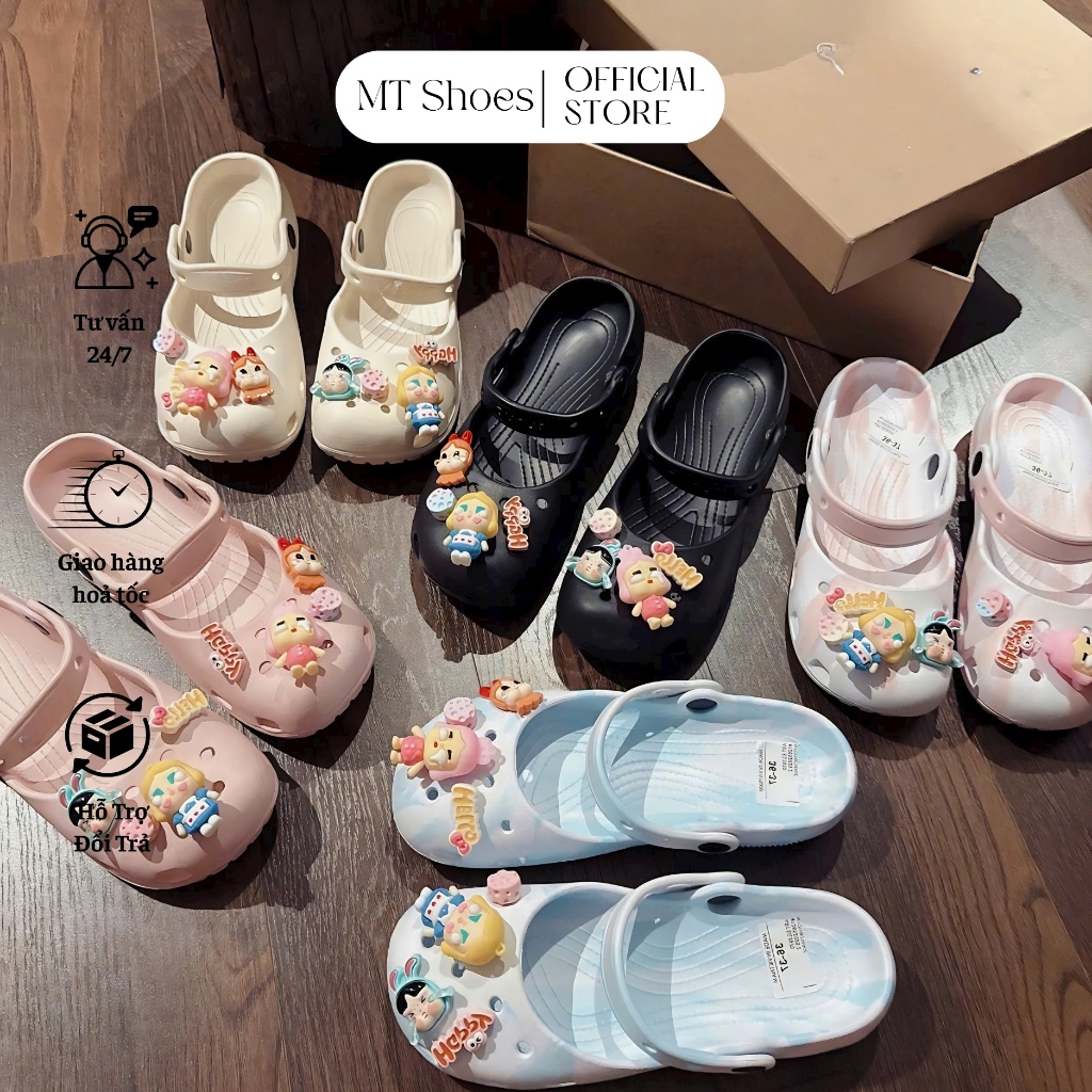 Giày Sục Búp Bê Ballet Dép Quai Hậu Loang Màu Tặng Kèm Charm Dễ Thương Mềm Nhẹ MT Shoes DN111