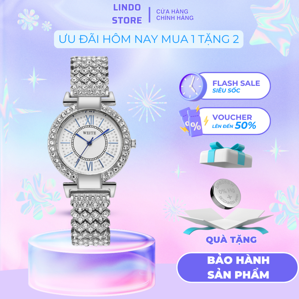 Đồng hồ nữ dây thép đá chính hãng mặt tròn CINLA CL8880 sang trọng