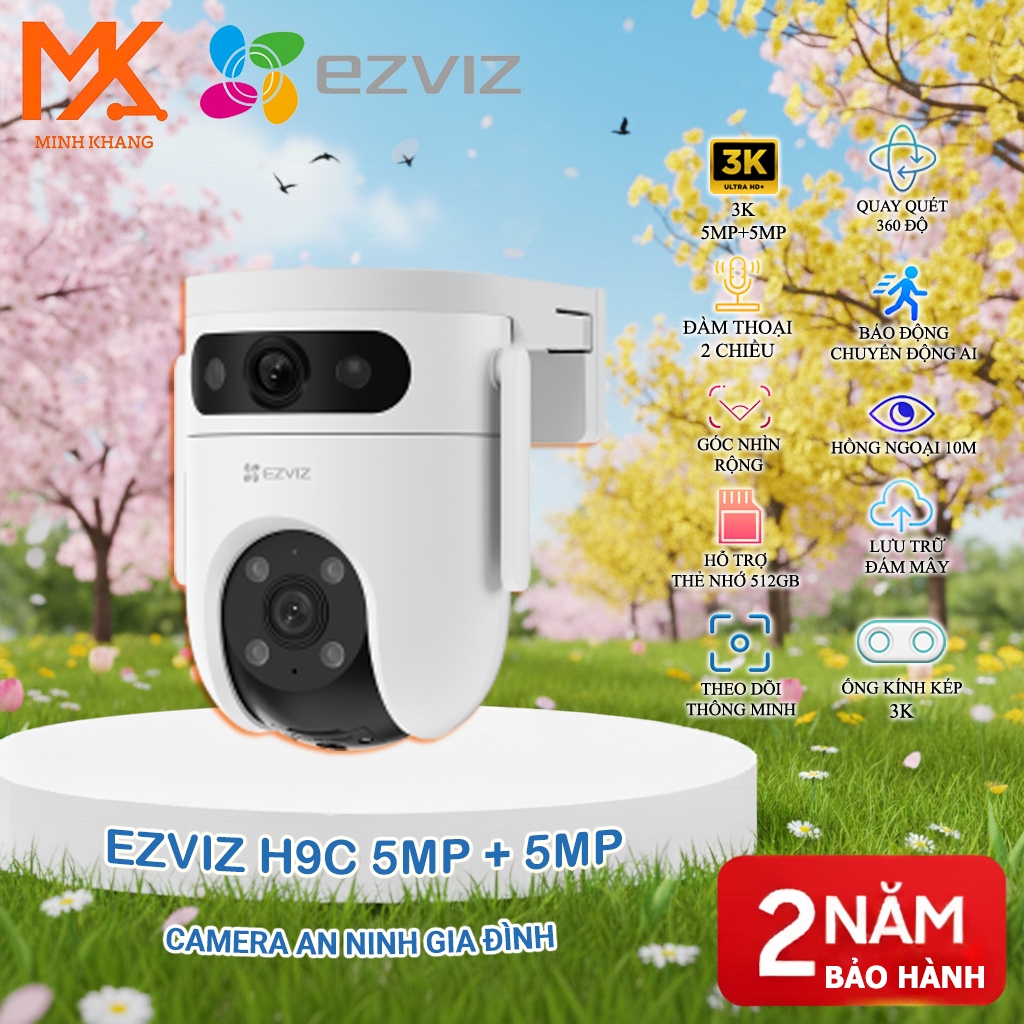 [EZVIZ CHÍNH HÃNG] EZVIZ H9C 10MP – Camera An Ninh Ngoài Trời 2 Ống Kính, Zoom Xa Gần, Quay 360°, Đà