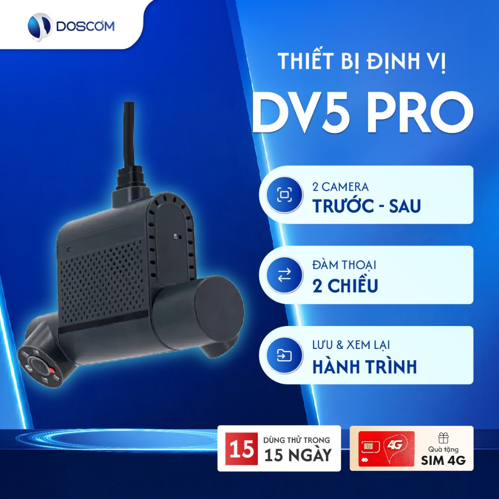 (Tặng Sim 4G) Camera Hành Trình 4G Tích Hợp Định Vị GPS Doscom DV5 Pro - Trang Bị 2 Mắt